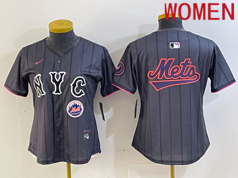 Women New York Mets Blank Black City Edition 2024 Nike MLB Jersey style 8->->Women Jersey